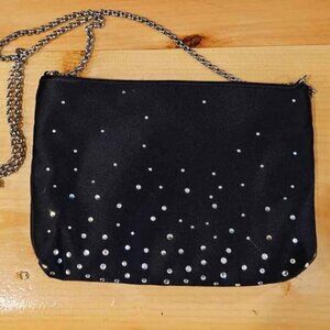 Black and Rhinestone Jeanne Lottie Evening Bag with Chain